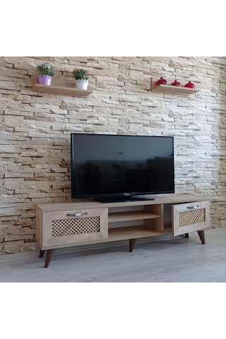 Mobilya Sepeti (Ms 40) Tv Ünitesi Dolabı,Raflı,Seperatörlü Meşe