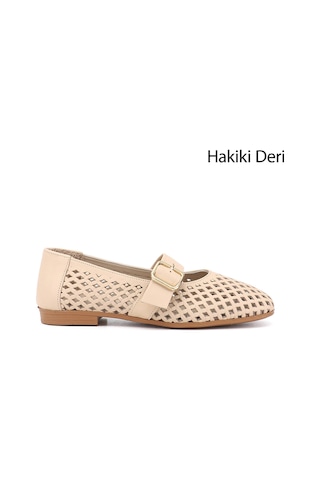 Gönderi(R) Gönderi R Kadın Bej Antik Baskılı Mary Jane Hakiki Deri Babet Dyza75645193 Bej