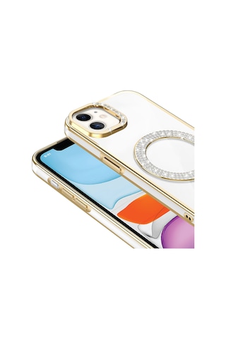 Teleplus Apple Uyumlu iPhone 11 Kılıf Karetta Diamod Taş Desenli Magsafeli Kapak