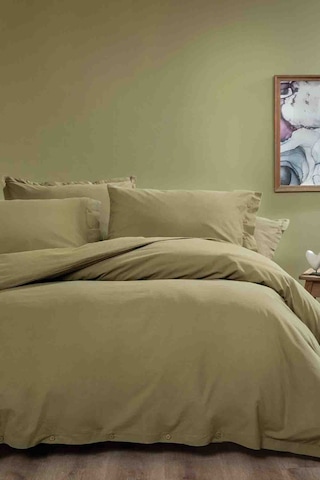 Yataş Bedding Plain Çift Kişilik Ranforce Yıkamalı Nevresim Takımı - Yeşil