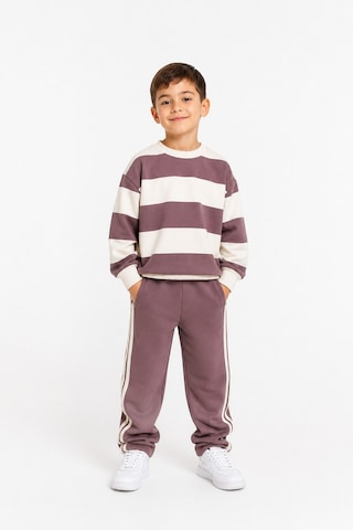 Eray Alp Kids Unisex Çocuk Çizgi Detaylı Şardonsuz Alt Üst Takım Kahverengi