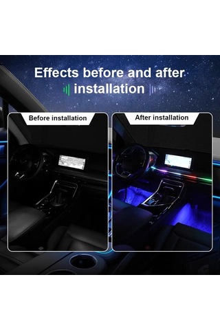 Seametal Led Senfoni Ortam Işığı Araba İç Usb Dekorasyon Atmosfer Neon Rgb Gökkuşağı Akrilik Şerit App Uzaktan Kumanda 1pc Strip 75cm+25cm