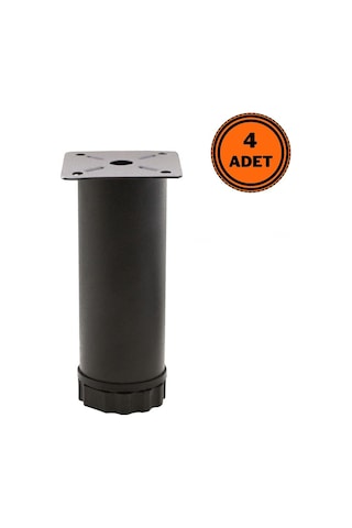 4 Adet Mobilya Ayağı Metal 12 Cm Ayarlı 42 Mm Mat Siyah Ayak
