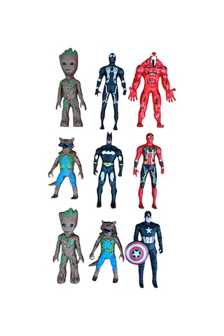 24'lü Süper Kahraman Seti Örümcek Adam Hulk Kara Panter Venom Batman Demir Adam 10 Cm.