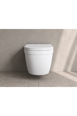 Dura Bagno Sirius Asma Klozet Rimless 54 Cm, Duroplast Kapak, Beyaz, Set 2 Parça Dbo.36.01.03.05