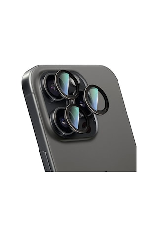 Apple Uyumlu   iPhone 16 Pro Caseworld Karbon Fiber Serisi Anti Reflective Ultra Clear Kamera Lens Koruyucu Siyah
