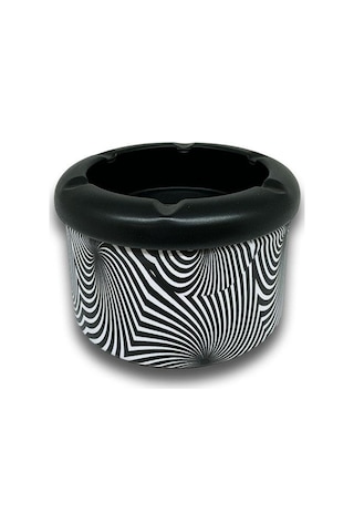 Spiral Desen Metal Mini Sigara Küllüğü Siyah 8cm