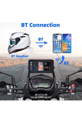 Motosiklet Ekran Carplay Android Auto Ön Ve Arka Kamera Kayıt Özellikli Lastik Sensörlü Multimedya 6.2"