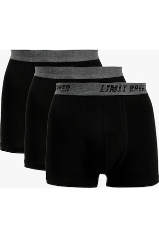 Koton Pamuklu Baskılı Bel Detaylı 3'lü Boxer Seti Siyah 7wlm90022mk
