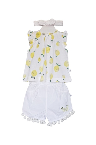 S-Mall Caramell Bebek Takımı - 3 Lü - Tkk6177 - Lemon - Beyaz Bej
