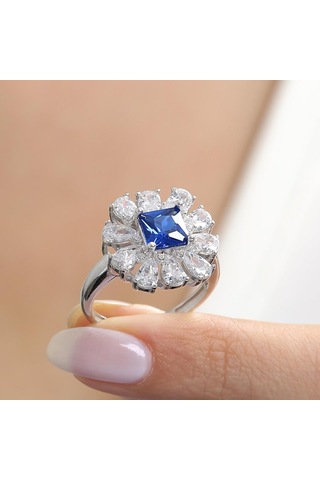 Mia Vento Effective Diamond Milano Rüyası Sentetik Safir Taşlı Gümüş Yüzük