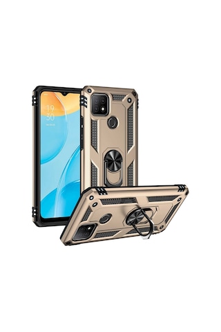 Oppo A15S Kılıf Zore Vega Yüzüklü Standlı Zırh Kılıf