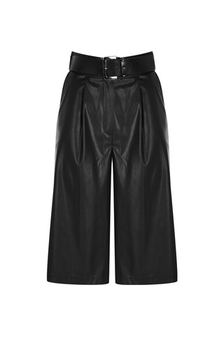 Kadın Suni Deri Bermuda Şort Frn61080 Siyah