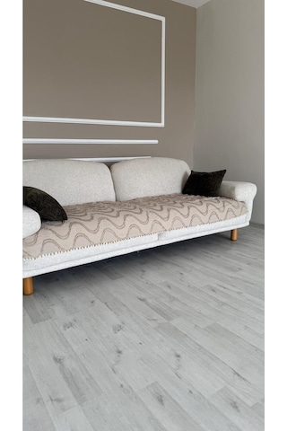 Diletto Bohem Ponponlu Dalgalı Oturma Yerini Kapatan Koltuk Örtüsü Vizon 90 X 200 Vizon