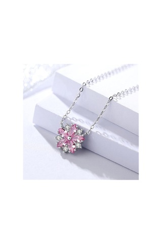 Büyüleyici Pembe Kiraz Çiçeği Kadın Kolye Gümüş