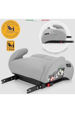 Elele Robustofix I-size Yükseltici Oto Koltuğu İsofix 125-150 Cm 15-36 Kg Gri