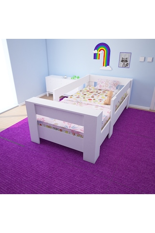 Herseycik Ninnimo Montessori Mdf Karyola Beyaz Y25 - 90X190 Yatak Uyumlu Beyaz