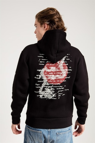 Jahr Marc Dragon Baskılı Siyah Oversize Erkek Sweatshirt Siyah