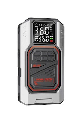 Harvox Akü Takviye Cihazı 4'ü 1 Arada Powerbank, Hava Kompresörü, Lcd Ekran, 10.000mah 150psı