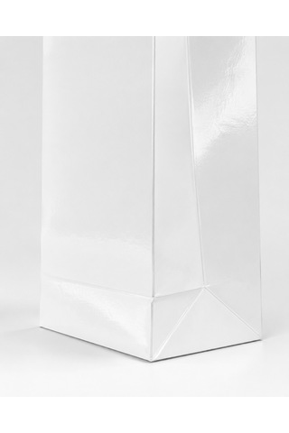 Şişelik İpli Beyaz Karton Poşet, 25 Adet - 12x10x38 Cm, Kalın Yap