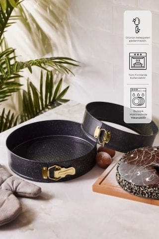 Emsan Circle 2'li Kelepçeli Kek Kalıbı Seti Gold