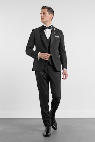İmza Siyah Mono Yaka Düz Desen 6 Drop Slim Fit Esnek Takım Elbise 1001260201