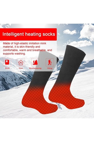 Willowhaven Erkek Kadın İçin Elektrikli Isıtmalı Pil Çalışan Kış Sıcak Siyah Çoraplar Siyah