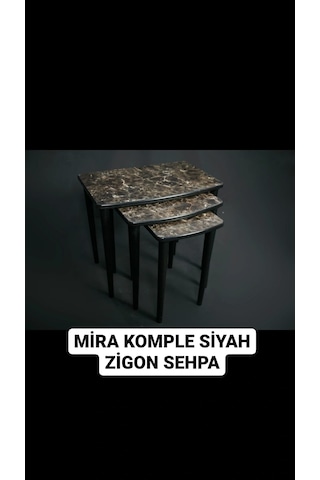 Moleni Mira Komple Siyah Zigon Sehpa Moleni Mira Komple Siyah Zigon Sehpa