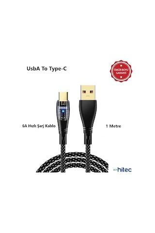 Schitec 6a 120w Usba To Type-c 1m Hızlı Şarj Kablosu Beyaz Yk234b