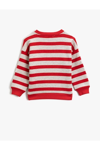 Koton Çizgili Sweatshirt Pamuklu Bej Çizgili 1ykg17491ak Ekru