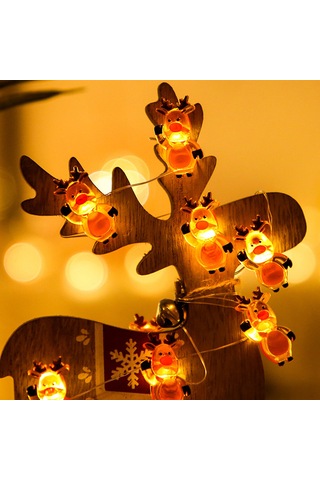 Shineyee Geyik Şekilli 3 Metre 30 Led Noel Dekorasyon Işık Zinciri - Sürekli Açık Ve Parıltı Modları - 3xaa Pil Pil Dahil Değil