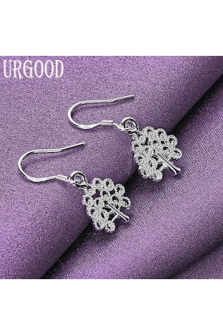 925 Ayar Gümüş Ağaç Damla Küpe Moda Takı