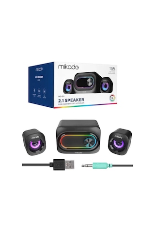 Mikado Md-511 5w+3w 2 Usb Rgb Ledli 2+1 Gaming Speaker Hoparlör Pc Bilgisayar Hoparlörü Ses Sistemi