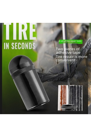 Kosona Bisiklet Lastik Tamiri İçin Taşınabilir Acil Tamir Seti - Vakum Lastik İçin Siyah Tamir Bantı Ve Özel Uç Takımlar Siyah