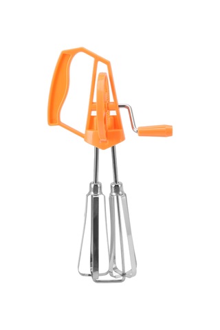 Geeroyoo Stainless Steel El Döndürmeli Çift Başlı Elle Kek Hamuru, Yumurta Ve Yağ Karıştırıcı - Otomatik Rotasyonlu, Dayanıklı, Turuncu Turuncu