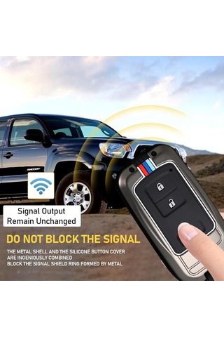 Samdoo Toyota Tacoma 2016-2023 Üç Tuşlu Anahtar Koruması - Metal Ve Silikon Kapak Gri