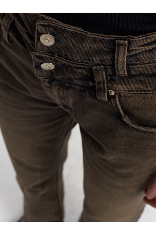 Dilvin Çift Kemerli Stright Denim Pantolon Siyah
