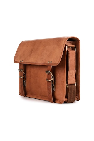 Berliner Bags York Deri Omuz Çantası Laptop Bölmeli Küçük Messenger Çanta Kahverengi