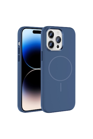 Zore İphone 14 Pro Max Kılıf M-safe Şarj Özellikli Metal Kamera Çerçeveli Nvth Edi Silikon Kapak - Turunc Turuncu