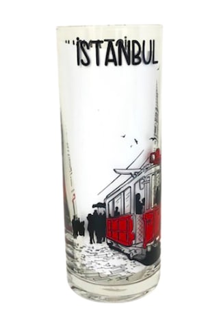 İstanbul Yazılı Galata Taksim Resimli Cam Rakı Bardağı 2 Adet Bar