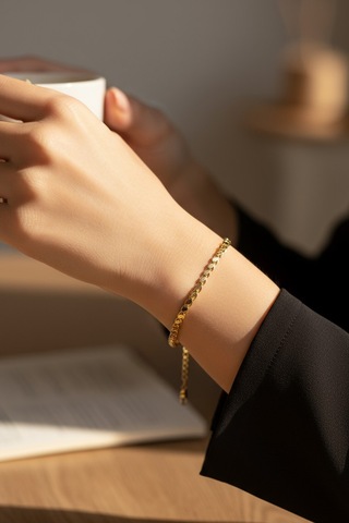 Arpa Zincir Model Xuping Kararmaz Bileklik - Gold Çok Renkli