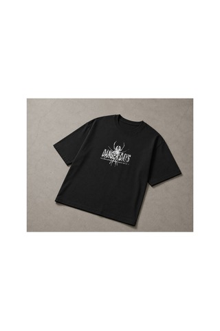 Yolo Street Siyah Örümcek Baskılı Oversize %100 Pamuk Erkek Tişört Vintage Dark Gothic Streetwear Siyah12a
