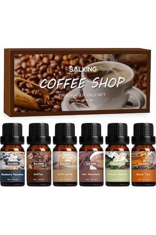 Salking Caf Uçucu Yağ Seti, 6 X 10 Ml Aroma Terapi Koku Yağları, Difüzör Ve Nemlendiriciler İçin