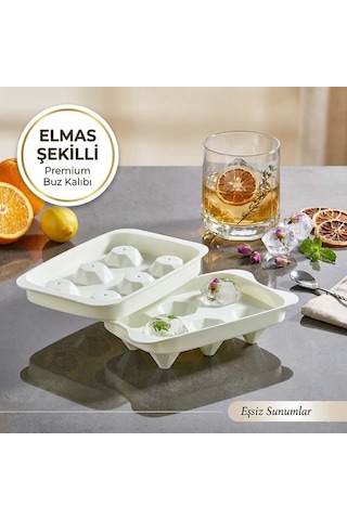 6 Göz Elmas Buzluk, Elmas Şekilli Kapaklı Buzluk Buz Kutusu Buz Kalıbı Krem