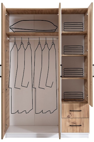 Genç Odası Efes 3 Kapaklı Dolap,karyola,komodin Ceviz Krem Ceviz