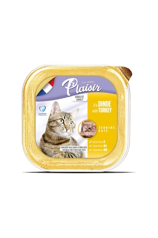 Plaisir Hindi Etli Pate Yetişkin Kedi Yaş Maması 32 x 100 G