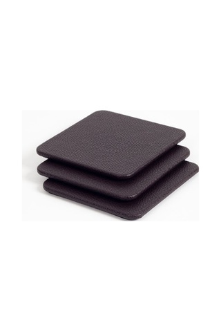 Turgut Office Deri Bardak Altlığı Kahverengi 3 Adet Kahverengi