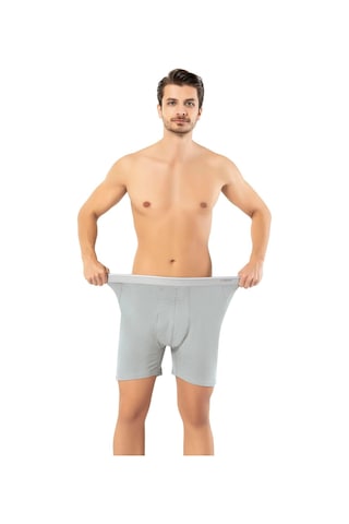 Erdem Erkek Pamuk Elastan Uzun Boxer 1470 - 3 Adet Gri