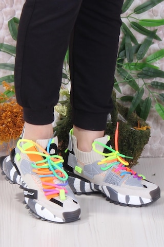 Fort Gj Elanur Rahat Kalın Taban Özel Tasarım Sneaker Kadın Spor Ayakkabı Bej