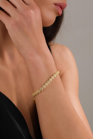 Gümüş Gold Altın Kaplama Yuvarlak Beyaz Zirkon Taşlı Pırlanta Modeli Rodyumlu Su Yolu Bileklik Gold